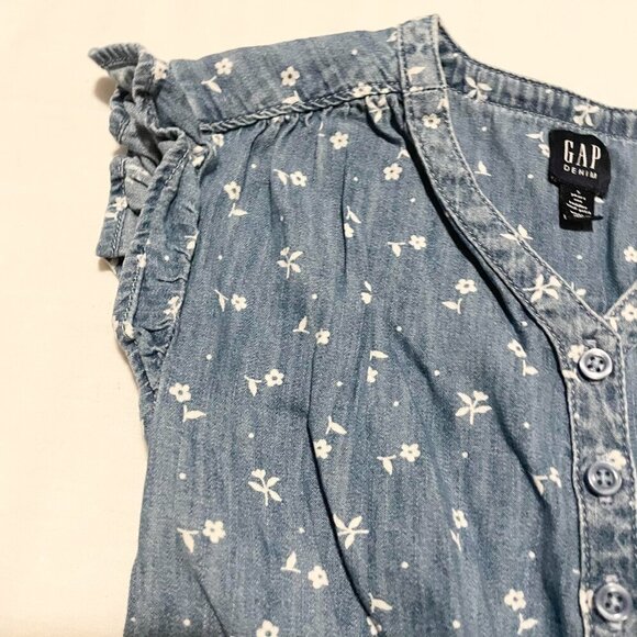 Gap Denim Toddler Floral Romper Girls Size 5 Years - Picture 6 of 16